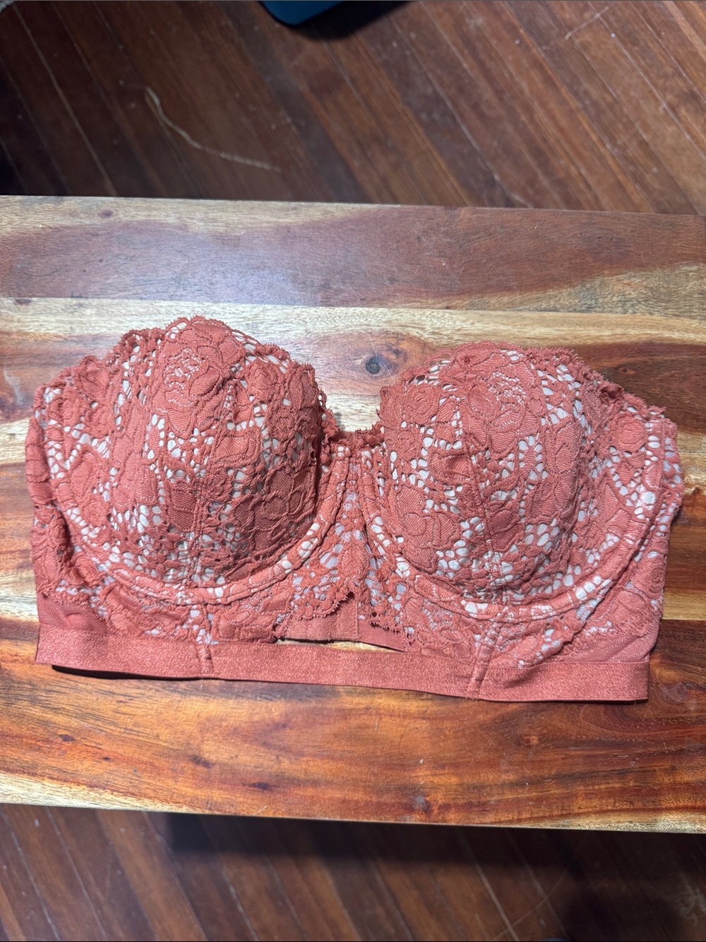 Victorias Secret Very Sexy Lace Multiway Longline Strapless Bra Burnt Orange 36D
